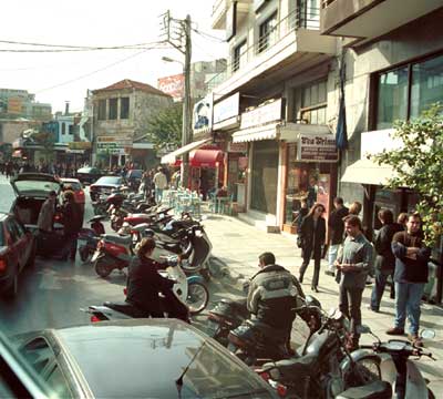 View from the bus passing through the town.