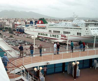 View from the top of the ship. One of the really big ferries.