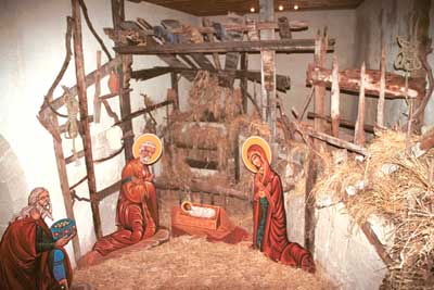 And this is the creche. Real wood, cardboard cutout people.