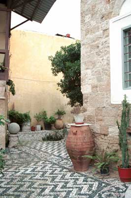 A muslim library is across the street from this mosque. This is its courtyard.