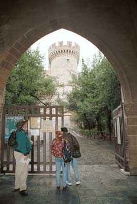 The outside gate had some general information and hours the palace was open.