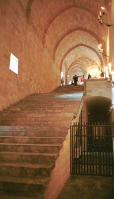 Directly to the left from our location in the courtyard picture, a door leads to these stairs.