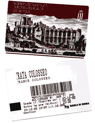 Ticket for 10,000 lira