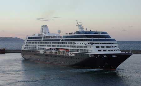 Our sister ship, the R5, leaving port before us.