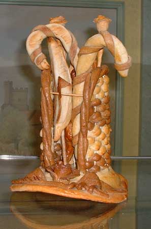 Decoration on the buffet made of bread.