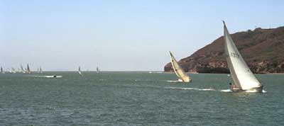 Approaching Point Loma where there are sailboats as far as the eye can see.