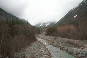 On the first bridge across the river